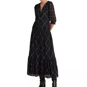 Ralph Lauren Black and Red Plaid Dress NWOT size 14
